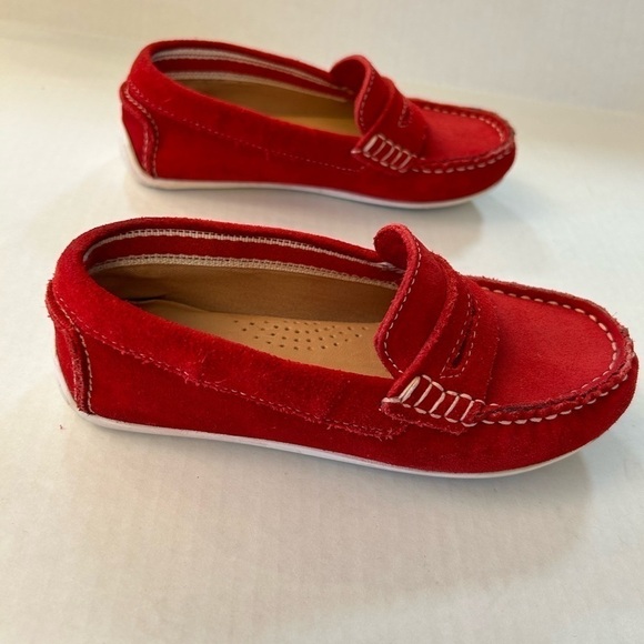 Zara kids suede leather red loafers in size 11.5. H - Picture 3 of 12